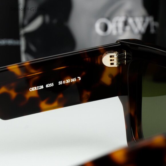 Off-White Men Sunglasses Havana Green Square OERI128 CATALINA 6055 NEW AUTHENTIC - Picture 6 of 11